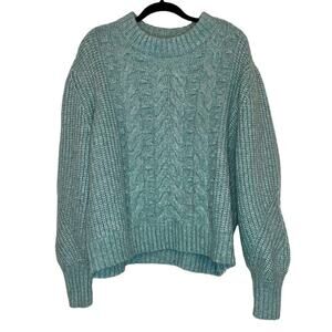 A New Day Seafoam Green Chunky Cable Knit Mock Neck Long Sleeve Sweater XXL
